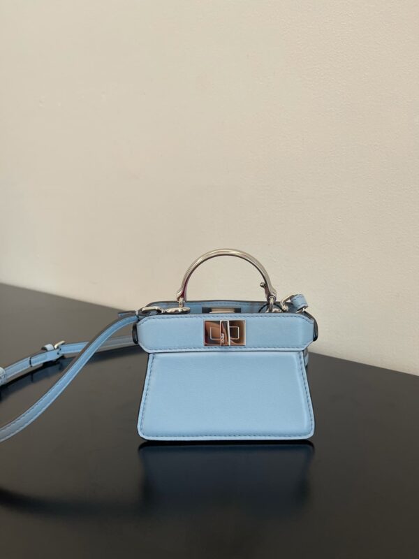 1:1 Replica Fendi Peekaboo ISeeU Petite Blue Micro Bag For Woman 11cm/4.5in