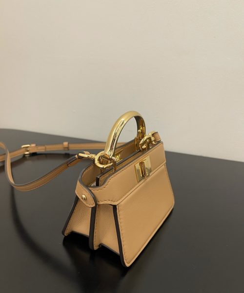 1:1 Replica Fendi Peekaboo ISeeU Petite Brown Micro Bag For Woman 11cm/4.5in