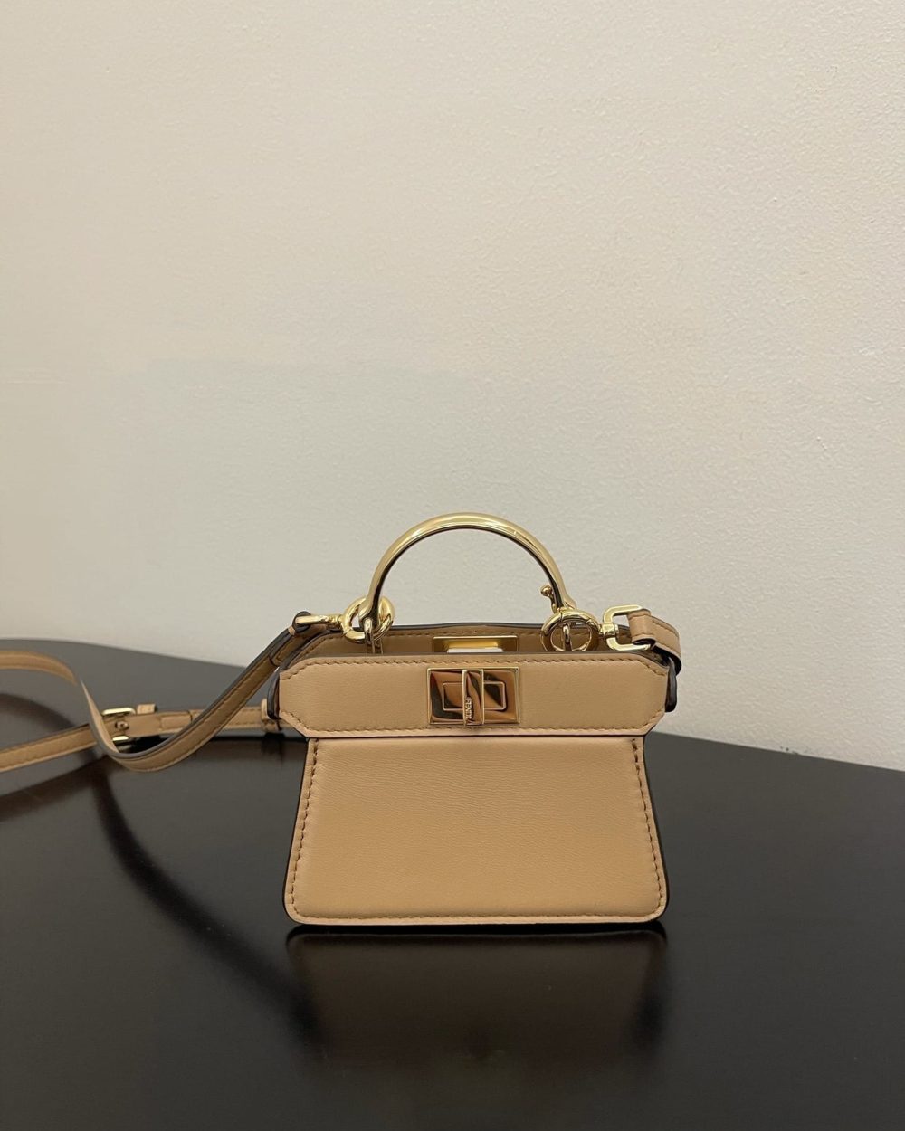 1:1 Replica Fendi Peekaboo ISeeU Petite Brown Micro Bag For Woman 11cm/4.5in