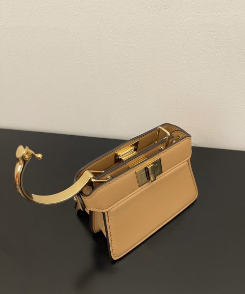 1:1 Replica Fendi Peekaboo ISeeU Petite Brown Micro Bag For Woman 11cm/4.5in