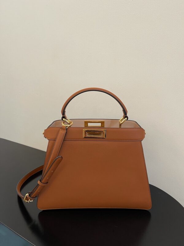 1:1 Replica Fendi Peekaboo ISeeU Petite Brown Small Bag For Woman 20cm/8in