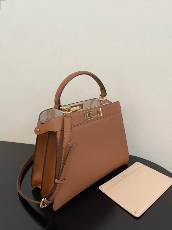 1:1 Replica Fendi Peekaboo ISeeU Petite Brown Small Bag For Woman 20cm/8in