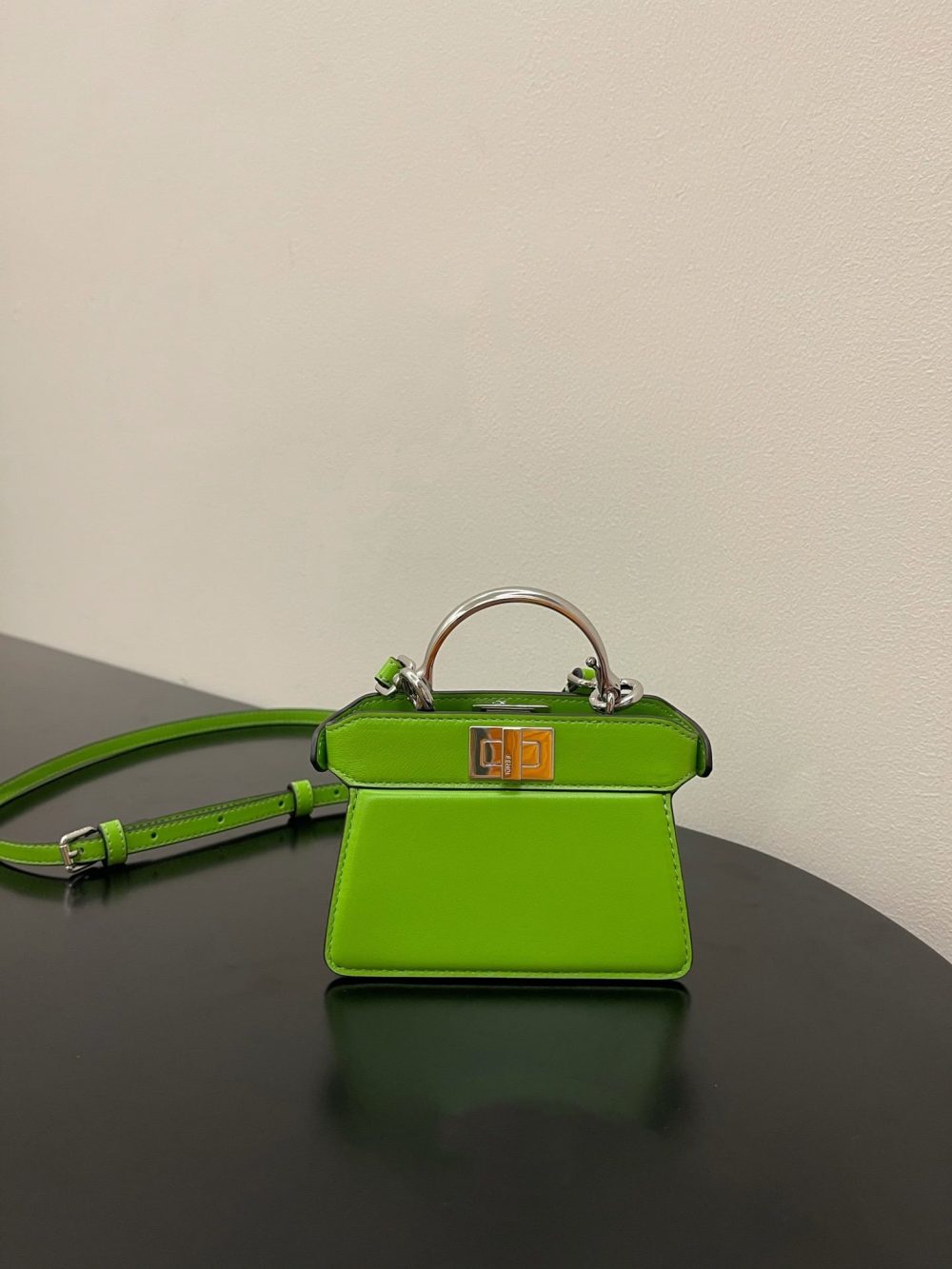1:1 Replica Fendi Peekaboo ISeeU Petite Green Micro Bag For Woman 11cm/4.5in - Image 3