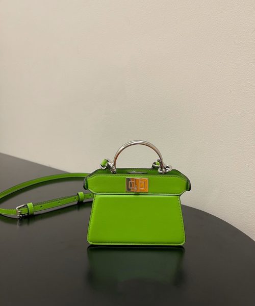 1:1 Replica Fendi Peekaboo ISeeU Petite Green Micro Bag For Woman 11cm/4.5in