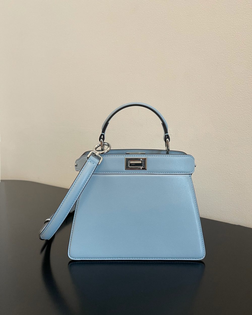 1:1 Replica Fendi Peekaboo ISeeU Petite Light Blue Small Bag For Woman 20cm/8in