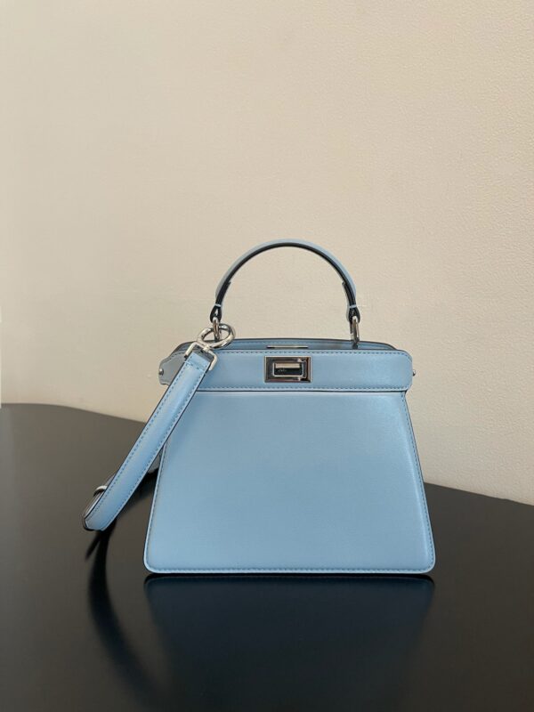 1:1 Replica Fendi Peekaboo ISeeU Petite Light Blue Small Bag For Woman 20cm/8in