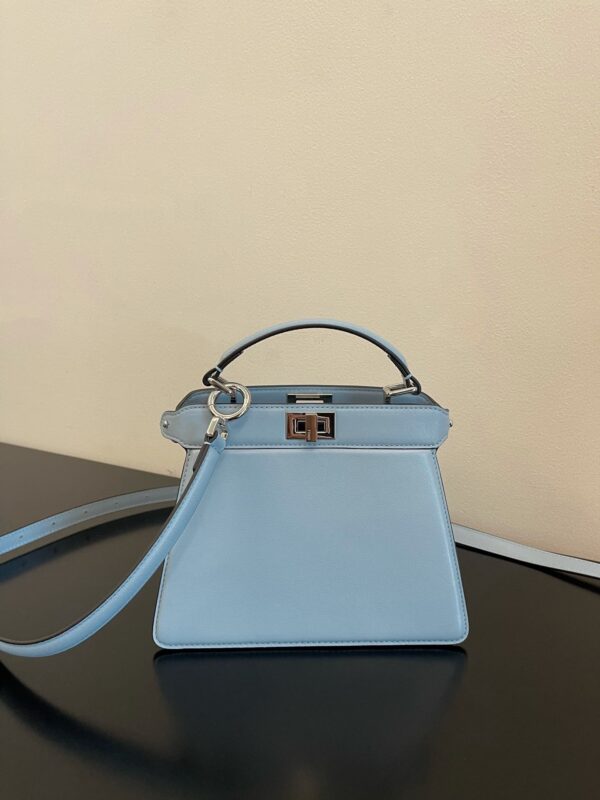 1:1 Replica Fendi Peekaboo ISeeU Petite Light Blue Small Bag For Woman 20cm/8in