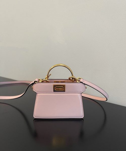 1:1 Replica Fendi Peekaboo ISeeU Petite Light Pink Micro Bag For Woman 11cm/4.5in