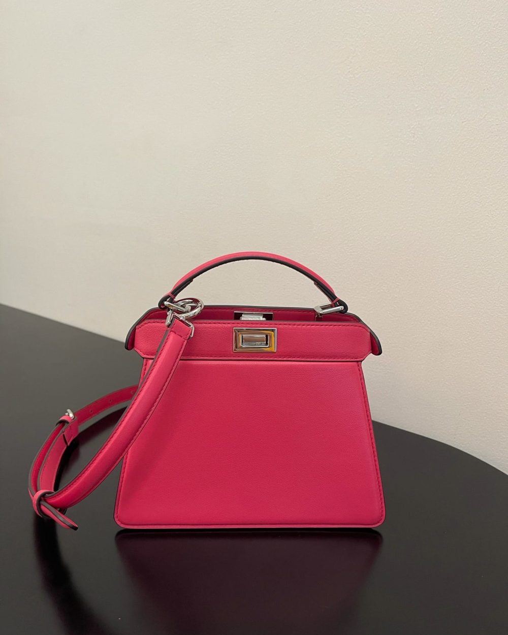 1:1 Replica Fendi Peekaboo ISeeU Petite Pink Bag Small For Woman 20cm/8in