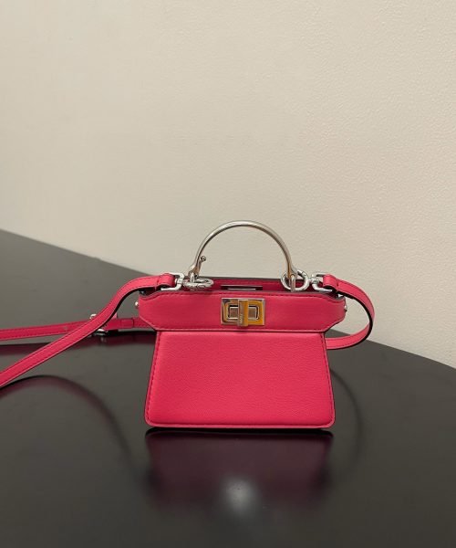 1:1 Replica Fendi Peekaboo ISeeU Petite Pink Micro Bag For Woman 11cm/4.5in