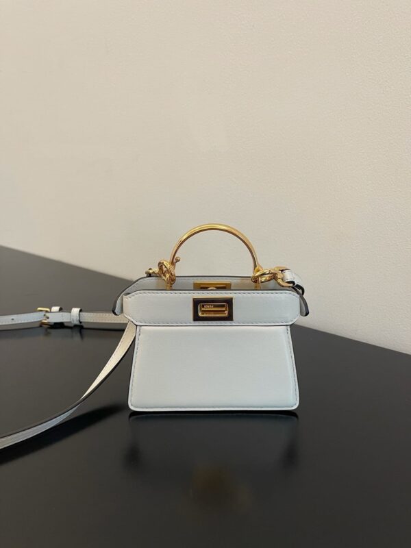 1:1 Replica Fendi Peekaboo ISeeU Petite White Micro Bag For Woman 11cm/4.5in