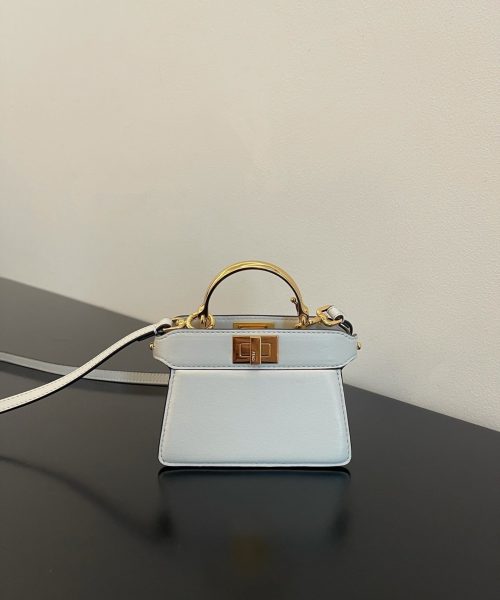 1:1 Replica Fendi Peekaboo ISeeU Petite White Micro Bag For Woman 11cm/4.5in