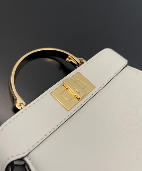 1:1 Replica Fendi Peekaboo ISeeU Petite White Micro Bag For Woman 11cm/4.5in