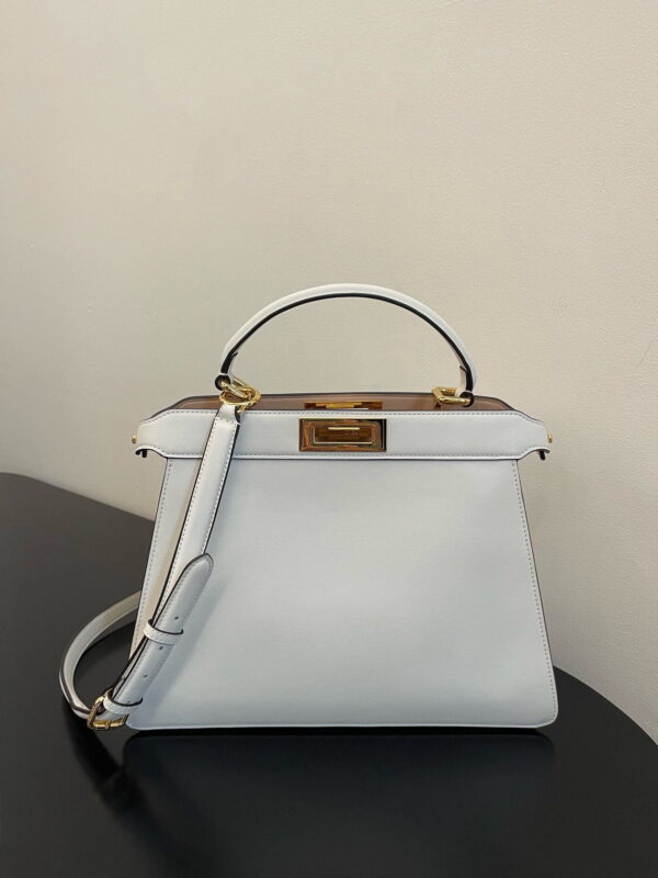 1:1 Replica Fendi Peekaboo ISeeU Petite White Small Bag For Woman 20cm/8in