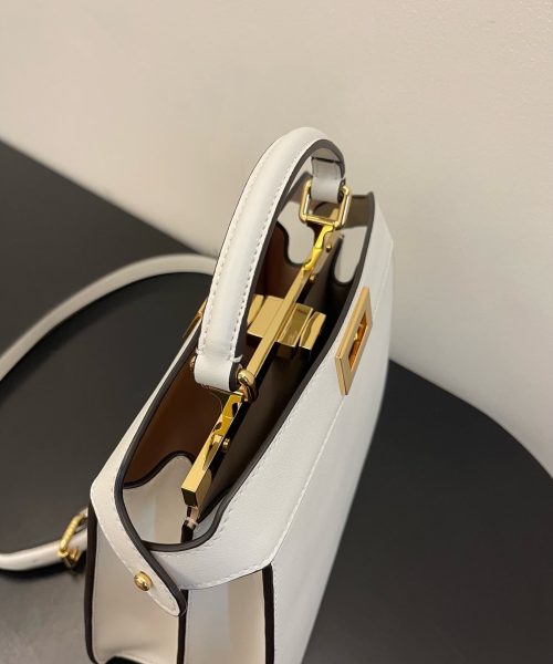 1:1 Replica Fendi Peekaboo ISeeU Petite White Small Bag For Woman 20cm/8in