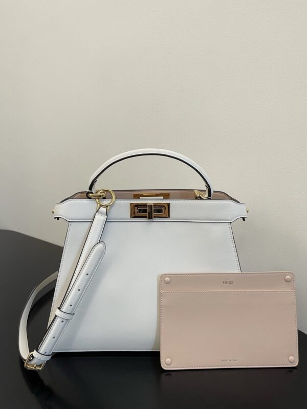 1:1 Replica Fendi Peekaboo ISeeU Petite White Small Bag For Woman 20cm/8in