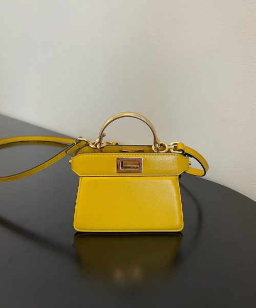 1:1 Replica Fendi Peekaboo ISeeU Petite Yellow Micro Bag For Woman 11cm/4.5in