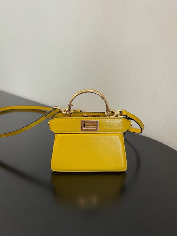 1:1 Replica Fendi Peekaboo ISeeU Petite Yellow Micro Bag For Woman 11cm/4.5in