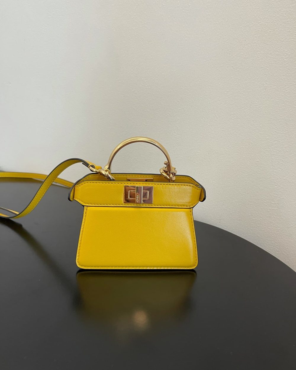 1:1 Replica Fendi Peekaboo ISeeU Petite Yellow Micro Bag For Woman 11cm/4.5in