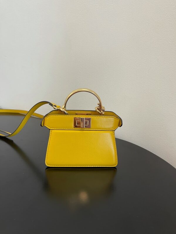 1:1 Replica Fendi Peekaboo ISeeU Petite Yellow Micro Bag For Woman 11cm/4.5in