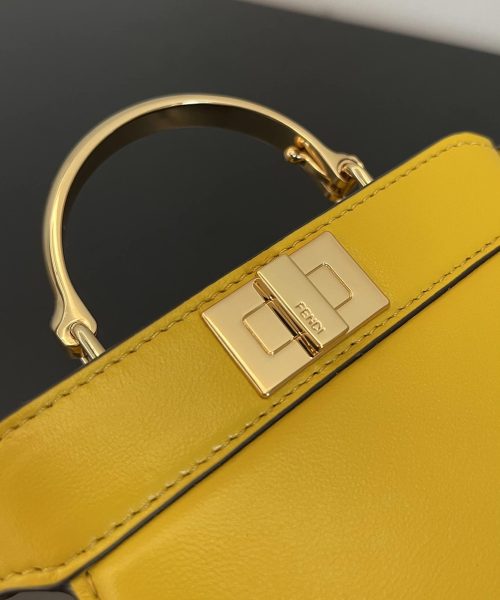 1:1 Replica Fendi Peekaboo ISeeU Petite Yellow Micro Bag For Woman 11cm/4.5in