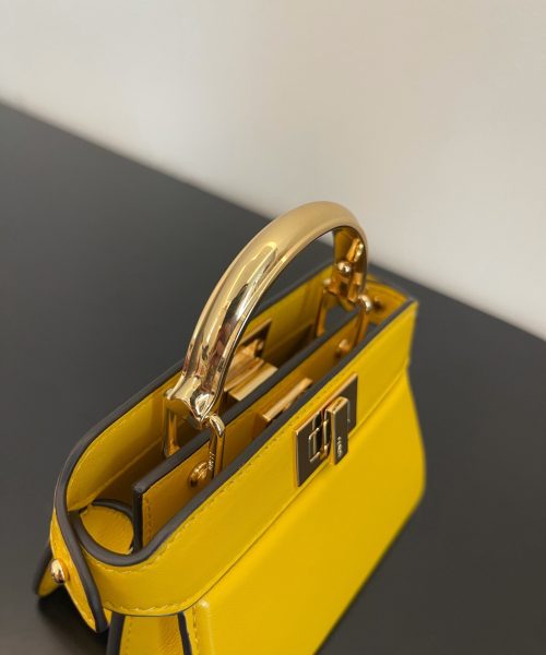 1:1 Replica Fendi Peekaboo ISeeU Petite Yellow Micro Bag For Woman 11cm/4.5in