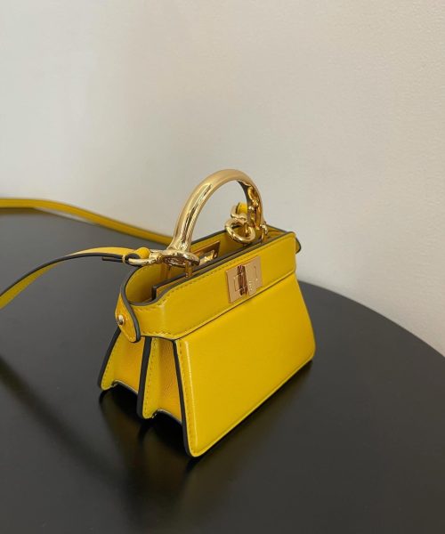 1:1 Replica Fendi Peekaboo ISeeU Petite Yellow Micro Bag For Woman 11cm/4.5in