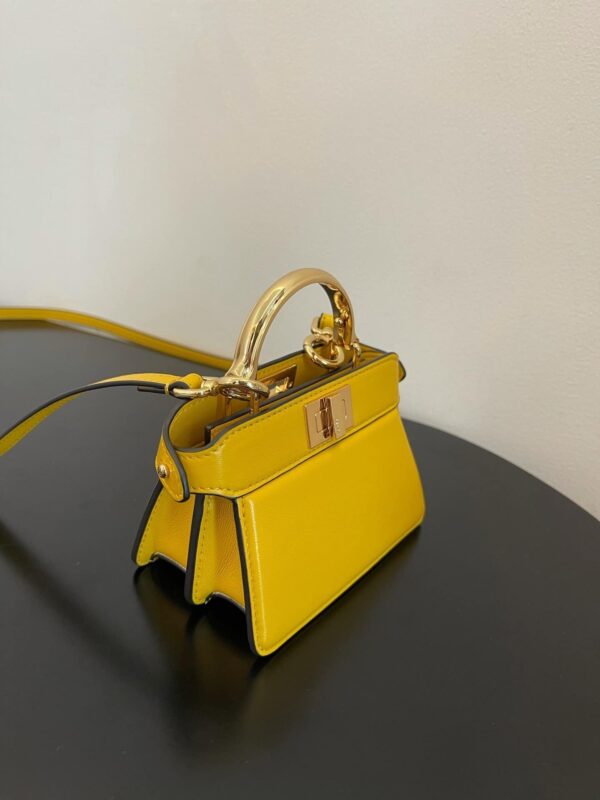1:1 Replica Fendi Peekaboo ISeeU Petite Yellow Micro Bag For Woman 11cm/4.5in