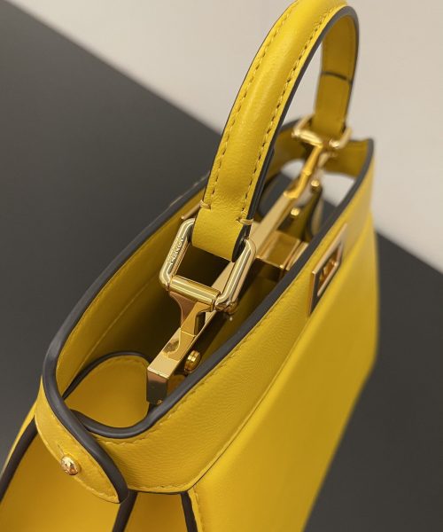 1:1 Replica Fendi Peekaboo ISeeU Petite Yellow Small Bag For Woman 20cm/8in
