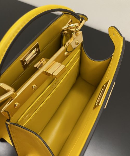 1:1 Replica Fendi Peekaboo ISeeU Petite Yellow Small Bag For Woman 20cm/8in
