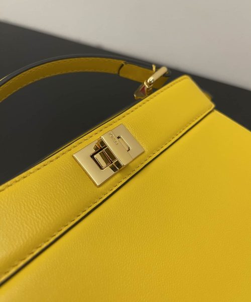 1:1 Replica Fendi Peekaboo ISeeU Petite Yellow Small Bag For Woman 20cm/8in