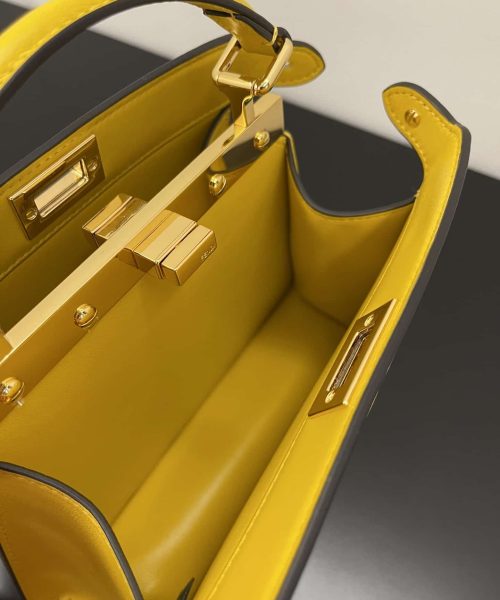 1:1 Replica Fendi Peekaboo ISeeU Petite Yellow Small Bag For Woman 20cm/8in