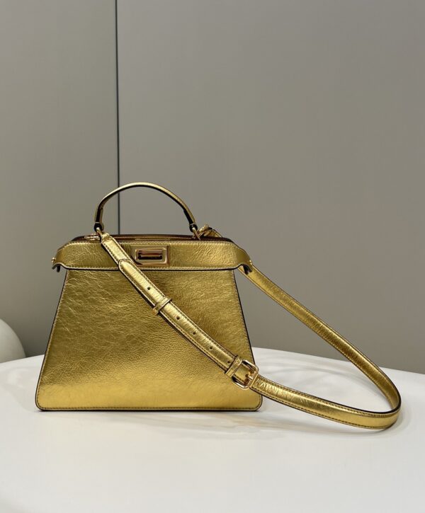 1:1 Replica Fendi Peekaboo Medium Gold Bag For Woman 33cm/13in