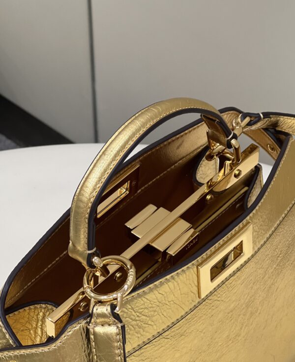 1:1 Replica Fendi Peekaboo Medium Gold Bag For Woman 33cm/13in