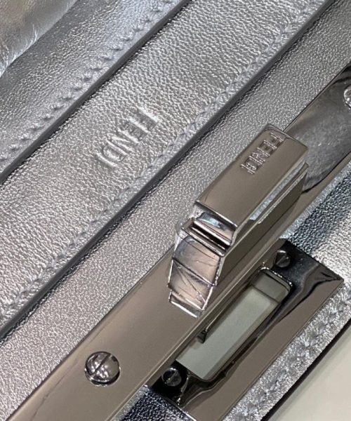 1:1 Replica Fendi Peekaboo Medium Silver Bag For Woman 33cm/13in