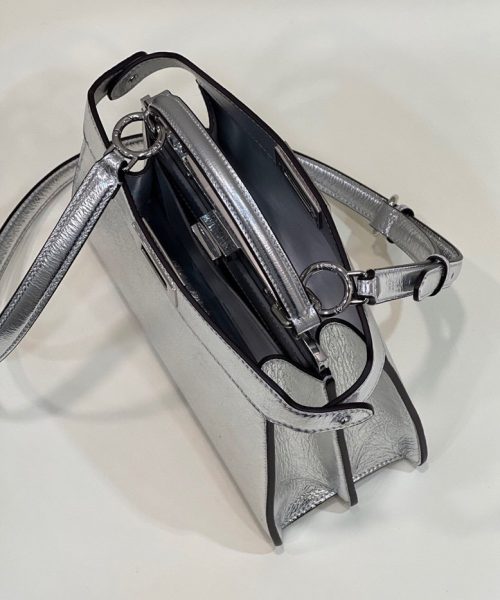 1:1 Replica Fendi Peekaboo Medium Silver Bag For Woman 33cm/13in