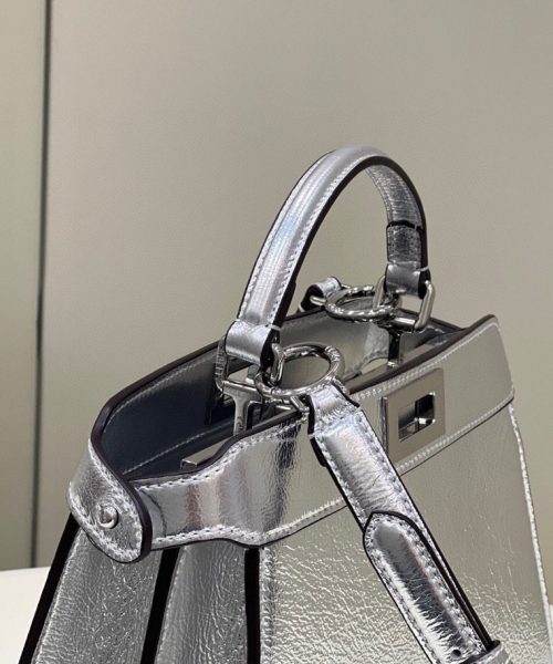 1:1 Replica Fendi Peekaboo Medium Silver Bag For Woman 33cm/13in