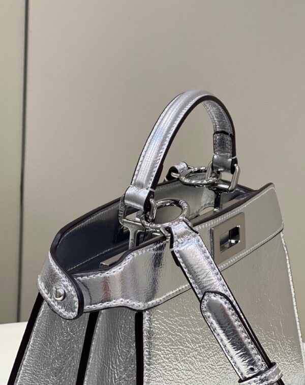 1:1 Replica Fendi Peekaboo Medium Silver Bag For Woman 33cm/13in