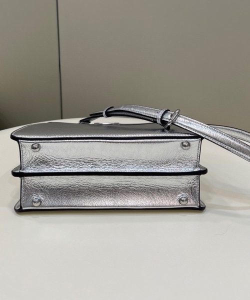 1:1 Replica Fendi Peekaboo Medium Silver Bag For Woman 33cm/13in