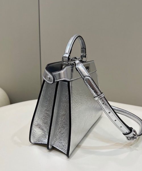 1:1 Replica Fendi Peekaboo Medium Silver Bag For Woman 33cm/13in