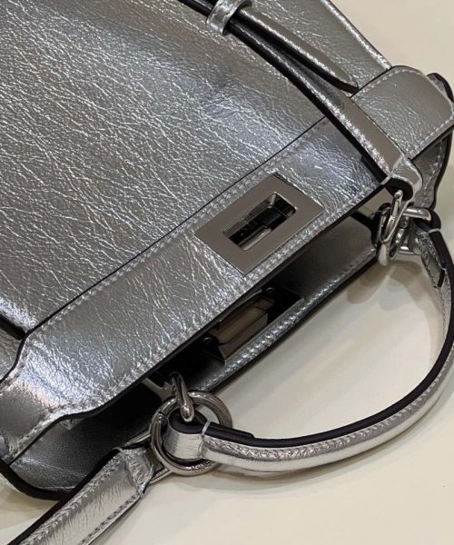 1:1 Replica Fendi Peekaboo Medium Silver Bag For Woman 33cm/13in