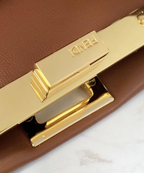 1:1 Replica Fendi Peekaboo Mini Brown Braided Bag For Woman 18cm/7in