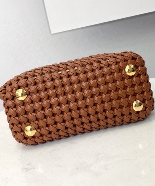 1:1 Replica Fendi Peekaboo Mini Brown Braided Bag For Woman 18cm/7in