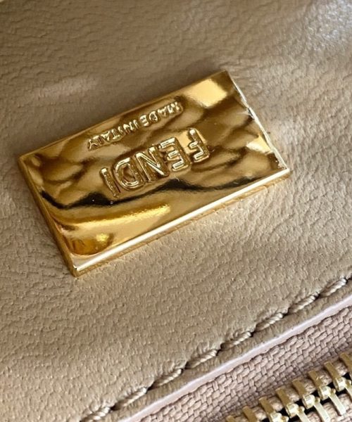 1:1 Replica Fendi Peekaboo Mini Light Brown Braided Bag For Woman 18cm/7in