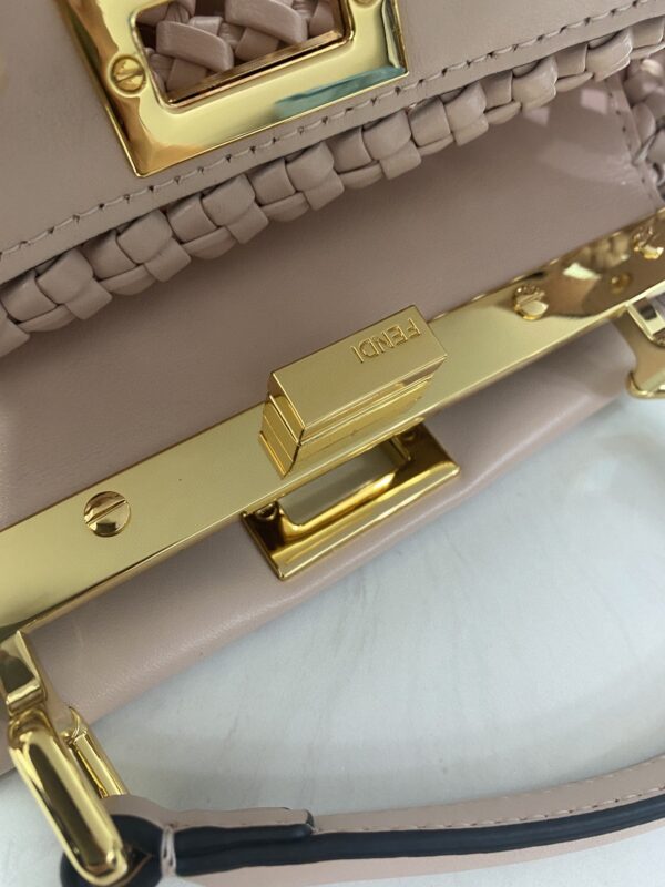 1:1 Replica Fendi Peekaboo Mini Pale Pink Braided Bag For Woman 18cm/7in