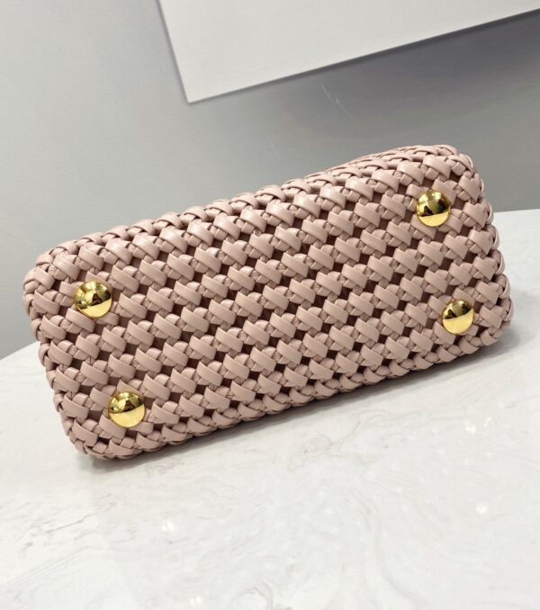 1:1 Replica Fendi Peekaboo Mini Pale Pink Braided Bag For Woman 18cm/7in