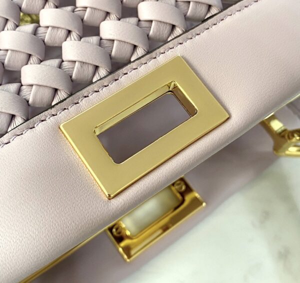 1:1 Replica Fendi Peekaboo Mini Pale Pink Braided Bag For Woman 18cm/7in