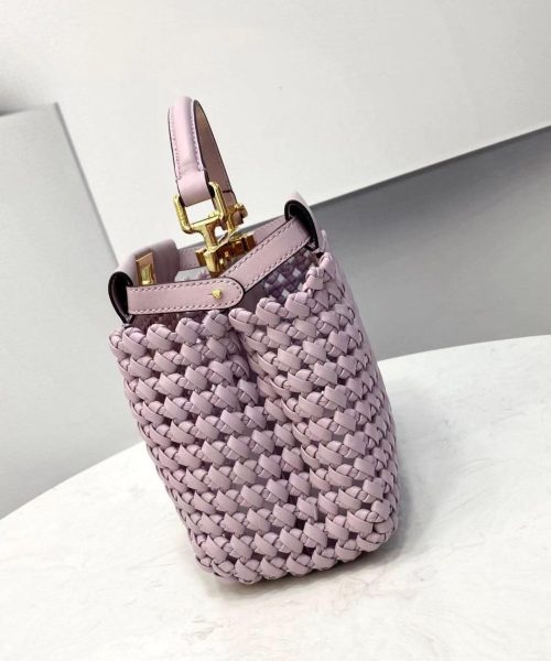 1:1 Replica Fendi Peekaboo Mini Purple Braided Bag For Woman 18cm/7in