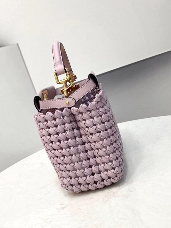 1:1 Replica Fendi Peekaboo Mini Purple Braided Bag For Woman 18cm/7in