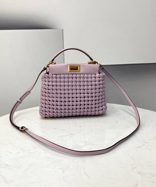 1:1 Replica Fendi Peekaboo Mini Purple Braided Bag For Woman 18cm/7in